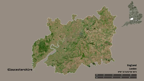 Form Von Gloucestershire Verwaltungsbezirk Von England Mit Seiner Hauptstadt Isoliert — Stockfoto