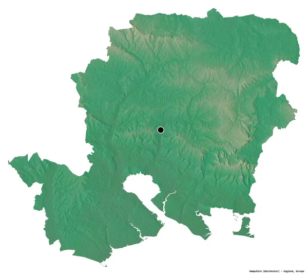 Alakja Hampshire Közigazgatási Megye Anglia Főváros Elszigetelt Fehér Alapon Topográfiai — Stock Fotó