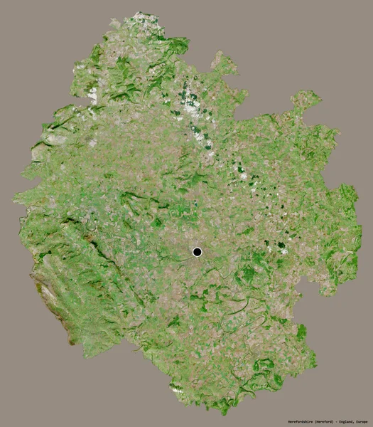イギリスの統一的権威であるヘレフォードシャーの形は その首都をしっかりとした色の背景に孤立させている 衛星画像 3Dレンダリング — ストック写真