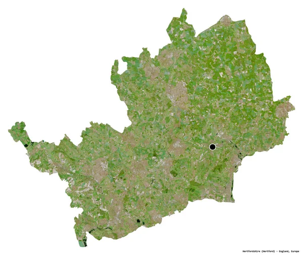 Tvar Hertfordshire Správní Hrabství Anglie Hlavním Městem Izolovaným Bílém Pozadí — Stock fotografie