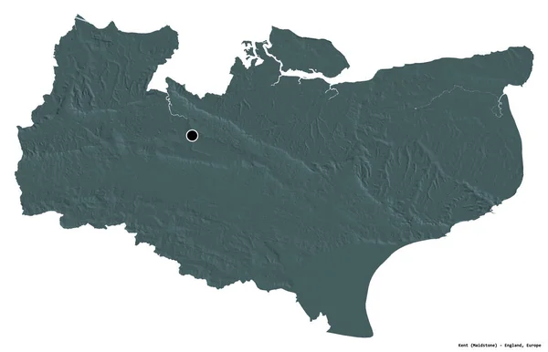 肯特郡的形状 英格兰的行政区划 首都被白色背景隔离 彩色高程图 3D渲染 — 图库照片