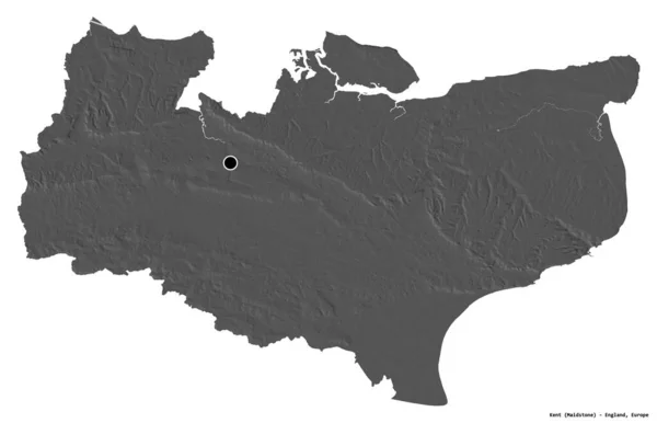 Форма Кента Административного Графства Англии Столицей Изолированной Белом Фоне Карта — стоковое фото