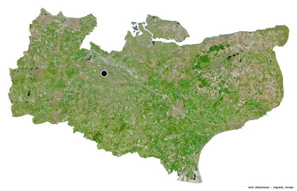 Kentet Anglia Közigazgatási Megyéjét Fővárosát Fehér Háttérrel Elszigetelve Műholdas Képek — Stock Fotó