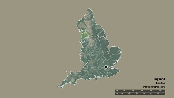 Forma Desnaturalizada Inglaterra Con Capital División Regional Principal Zona Separada — Foto de Stock
