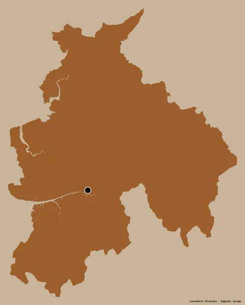 Форма Ланкашира Административного Графства Англии Столицей Изолированной Прочном Цветном Фоне — стоковое фото