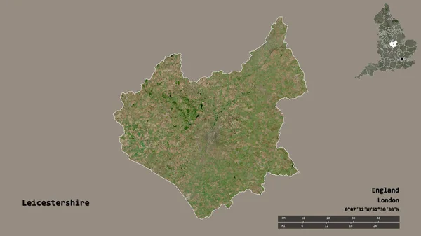 Shape Leicestershire Administrative County England Its Capital Isolated Solid Background — Stock Photo, Image