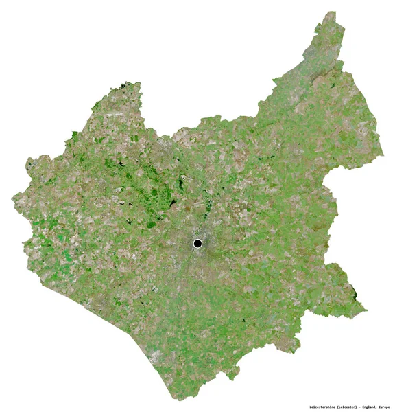 Alakja Leicestershire Közigazgatási Megye Anglia Főváros Elszigetelt Fehér Alapon Műholdas — Stock Fotó
