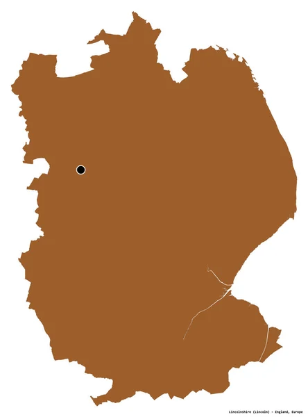 Formen Lincolnshire Englands Administrativa Län Med Huvudstaden Isolerad Vit Bakgrund — Stockfoto