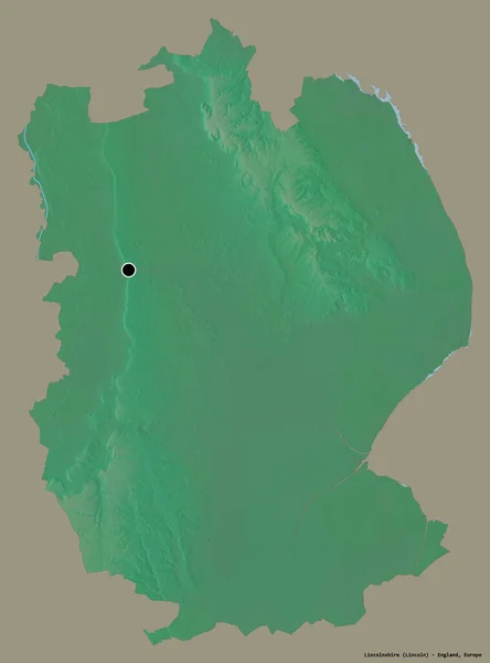 Forma Del Lincolnshire Contea Amministrativa Dell Inghilterra Con Sua Capitale — Foto Stock