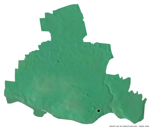 ニューカッスルの形はイギリスの行政郡タインにあり その首都は白地に孤立していた 地形図 3Dレンダリング — ストック写真