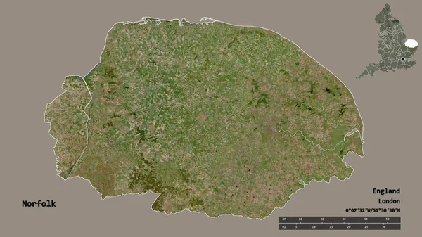 Shape Norfolk Verwaltungsbezirk Von England Mit Seiner Hauptstadt Isoliert Auf — Stockfoto