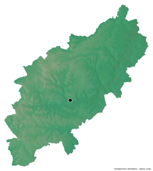 Alakja Northamptonshire Közigazgatási Megye Anglia Főváros Elszigetelt Fehér Alapon Topográfiai — Stock Fotó