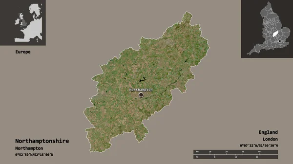Shape Northamptonshire Condado Administrativo Inglaterra Capital Escala Distancia Vistas Previas — Foto de Stock