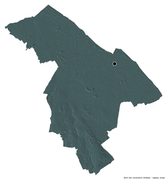 Form Nordöstra Lincolnshire Enhetlig Myndighet England Med Huvudstaden Isolerad Vit — Stockfoto