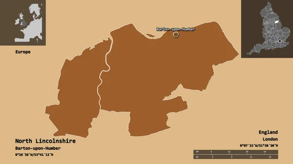 Форма Северного Линкольншира Унитарная Власть Англии Столицы Шкала Расстояний Предварительные — стоковое фото
