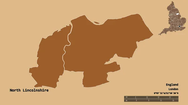 Forma North Lincolnshire Autoridade Unitária Inglaterra Com Sua Capital Isolada — Fotografia de Stock