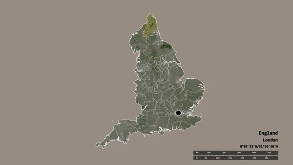 Anglia Kiszáradt Alakja Fővárosával Regionális Körzetével Szétválasztott Northumberland Területtel Címkék — Stock Fotó