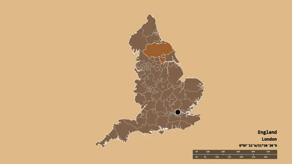 Desaturated Shape England Its Capital Main Regional Division Separated North — Stock Photo, Image