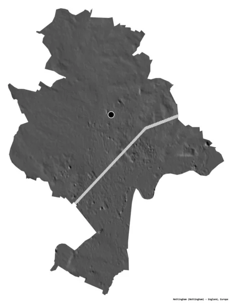 Forma Nottingham Autoridad Unitaria Inglaterra Con Capital Aislada Sobre Fondo — Foto de Stock
