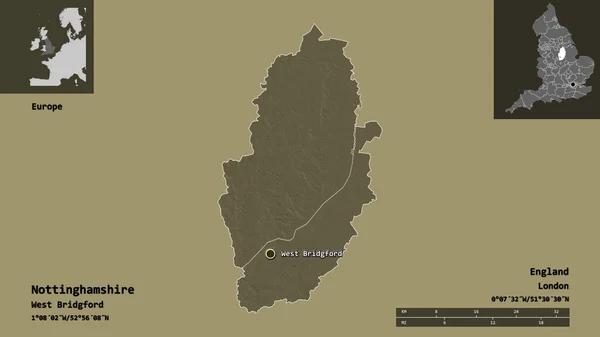 노팅엄셔 Nottinghamshire 잉글랜드의 구역이자 수도이다 거리의 예고편 지형도 렌더링 — 스톡 사진