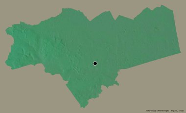 Peterborough 'un şekli, İngiltere' nin üniter otoritesi, sermayesi katı renk arka planında izole edilmiş. Topografik yardım haritası. 3B görüntüleme