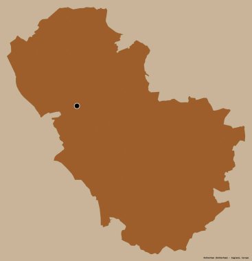 İngiltere 'nin idari ilçesi Rotherham' ın şekli. Başkenti koyu renk arka planda izole edilmiş. Desenli dokuların bileşimi. 3B görüntüleme