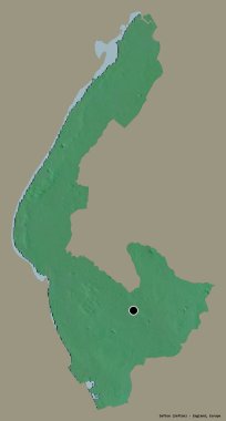 Sefton 'un şekli, İngiltere' nin idari ilçesi, başkenti katı renk arka planında izole edilmiş. Topografik yardım haritası. 3B görüntüleme