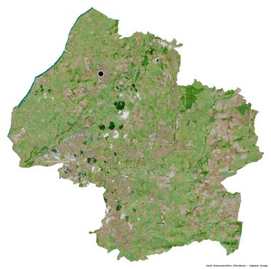 Güney Gloucestershire 'ın şekli, İngiltere' nin üniter otoritesi, başkenti beyaz arka planda izole edilmiş. Uydu görüntüleri. 3B görüntüleme