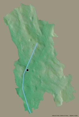 Stoke-on-Trent 'in şekli, İngiltere' nin üniter otoritesi, sermayesi sağlam bir renk arka planında izole edilmiş. Topografik yardım haritası. 3B görüntüleme