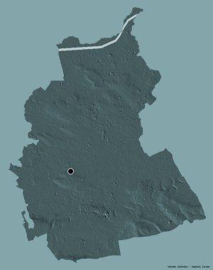 Swindon 'un şekli, İngiltere' nin üniter otoritesi, sermayesi katı renk arka planında izole edilmiş. Renkli yükseklik haritası. 3B görüntüleme
