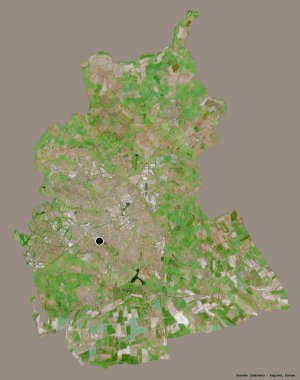 Swindon 'un şekli, İngiltere' nin üniter otoritesi, sermayesi katı renk arka planında izole edilmiş. Uydu görüntüleri. 3B görüntüleme