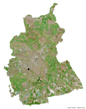 İngiltere 'nin üniter otoritesi Swindon' un şekli, başkenti beyaz arka planda izole edilmiş. Uydu görüntüleri. 3B görüntüleme