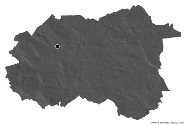 Wakefield 'ın şekli, İngiltere' nin üniter otoritesi, başkenti beyaz arka planda izole edilmiş. Çift seviyeli yükseklik haritası. 3B görüntüleme