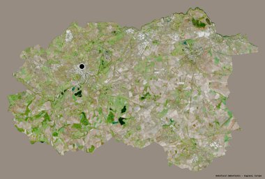 Wakefield 'ın şekli, İngiltere' nin üniter otoritesi, başkenti katı renk arka planında izole edilmiş. Uydu görüntüleri. 3B görüntüleme