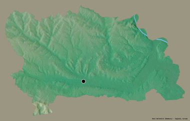 İngiltere 'nin Batı Berkshire şehrinin şekli, başkenti katı renk arkaplanı ile izole edilmiştir. Topografik yardım haritası. 3B görüntüleme