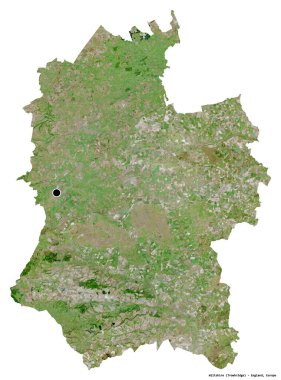 Wiltshire, İngiltere 'nin idari bölgesi, başkenti beyaz arka planda izole edilmiş. Uydu görüntüleri. 3B görüntüleme