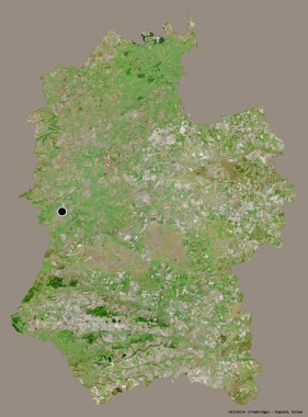 Wiltshire 'ın şekli, İngiltere' nin idari ilçesi, başkenti katı renk arka planında izole edilmiş. Uydu görüntüleri. 3B görüntüleme