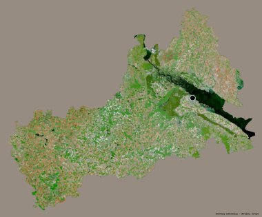 Çerkasya 'nın şekli, Ukrayna bölgesi, başkenti katı bir renk arkaplanı ile izole edilmiş. Uydu görüntüleri. 3B görüntüleme