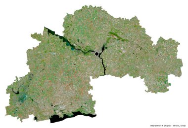 Dnipropetrovs 'k' un şekli, Ukrayna bölgesi, başkenti beyaz arka planda izole edilmiş. Uydu görüntüleri. 3B görüntüleme