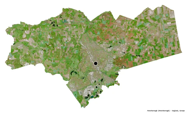 Alakja Peterborough Egységes Hatóság Anglia Tőke Elszigetelt Fehér Alapon Műholdas — Stock Fotó