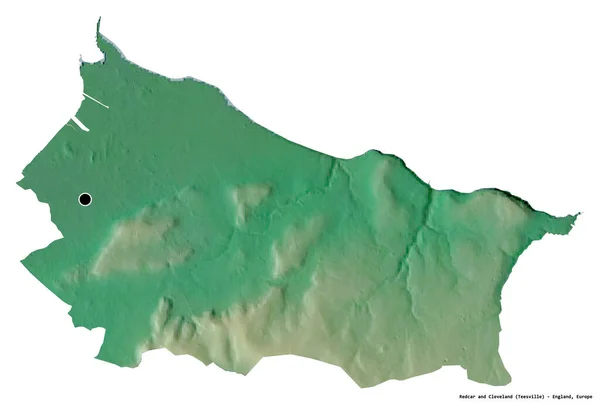 Forma Redcar Cleveland Autoridade Unitária Inglaterra Com Sua Capital Isolada — Fotografia de Stock