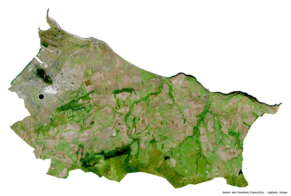 レッドカーとイギリスの統一的権威であるクリーブランドの形は その首都を白い背景に孤立させている 衛星画像 3Dレンダリング — ストック写真