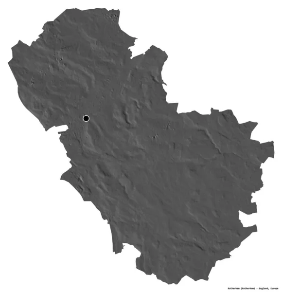 Форма Ротерхэма Административного Графства Англии Столицей Изолированной Белом Фоне Карта — стоковое фото