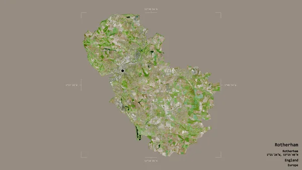 罗瑟汉地区 英格兰的行政区划 在一个地理参照框的坚实背景上被隔离 卫星图像 3D渲染 — 图库照片