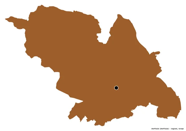 Form Sheffield Administrativa Grevskapet England Med Huvudstaden Isolerad Vit Bakgrund — Stockfoto