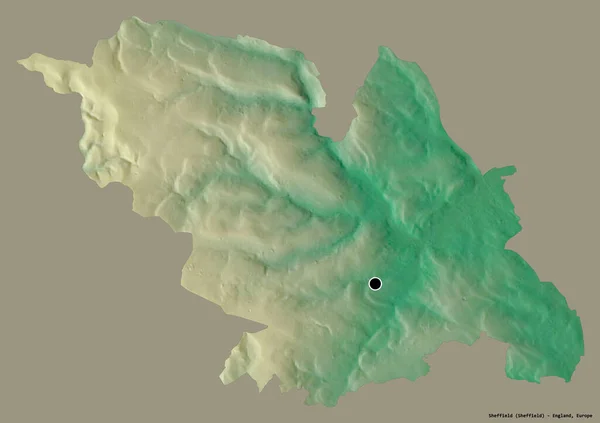 Forma Sheffield Condado Administrativo Inglaterra Con Capital Aislada Sobre Fondo — Foto de Stock