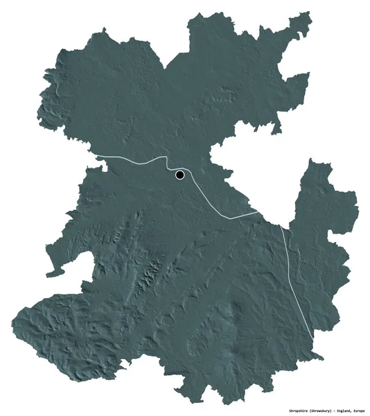 Shape Shropshire Verwaltungsbezirk Von England Mit Seiner Hauptstadt Isoliert Auf — Stockfoto