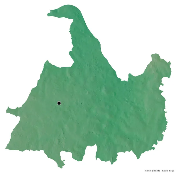 イギリスの統一的権威であるソリフルの形で その首都は白い背景に孤立している 地形図 3Dレンダリング — ストック写真