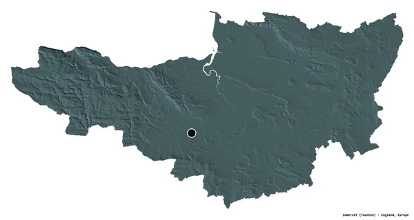Kształt Somerset Administracyjnego Hrabstwa Anglii Stolicą Odizolowaną Białym Tle Kolorowa — Zdjęcie stockowe