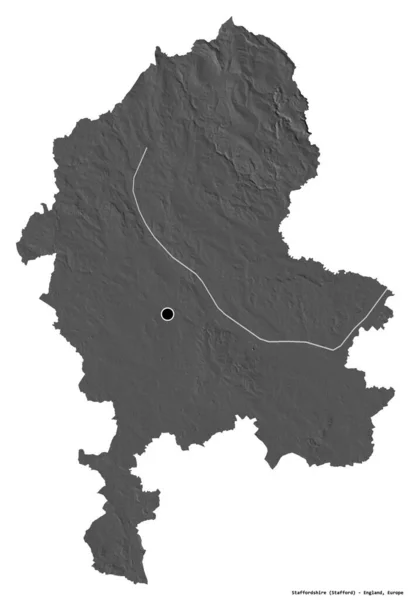 Shape Staffordshire Administrative Grafschaft Von England Mit Seiner Hauptstadt Isoliert — Stockfoto